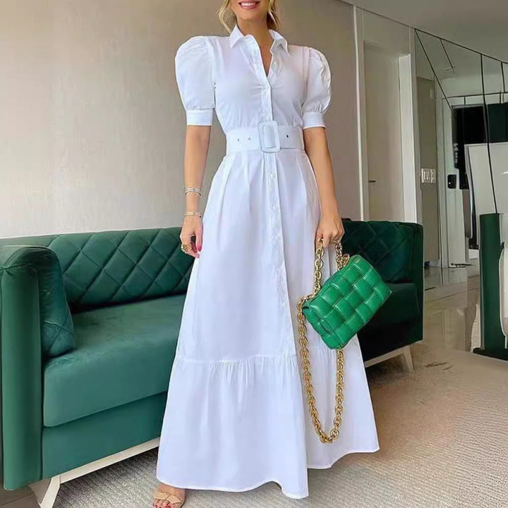 Dame Elegant Puffærmede Maxikjole Stilla