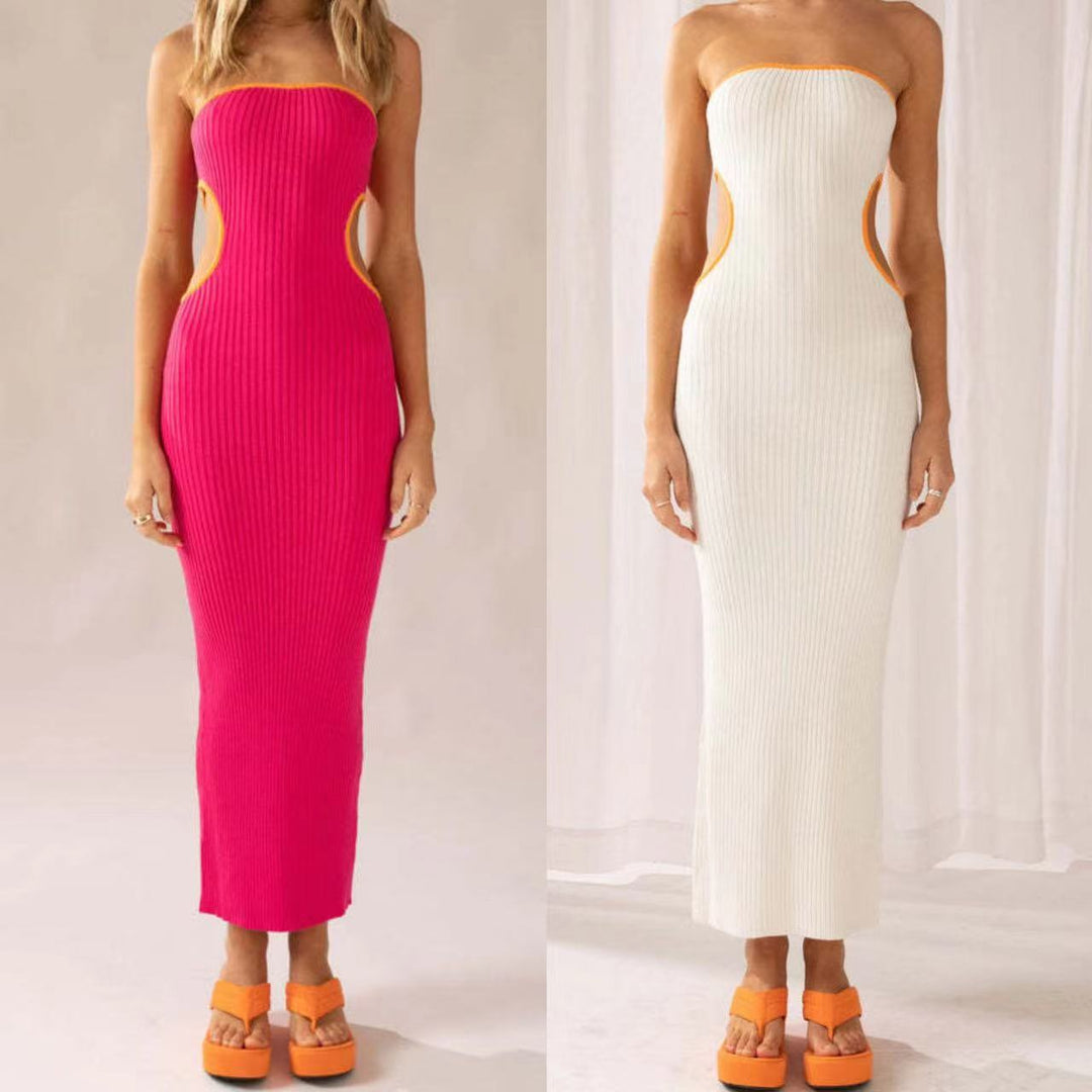Dame elegant Maxi-kjole med off-shoulder design og fashionable udskæringer Skovae