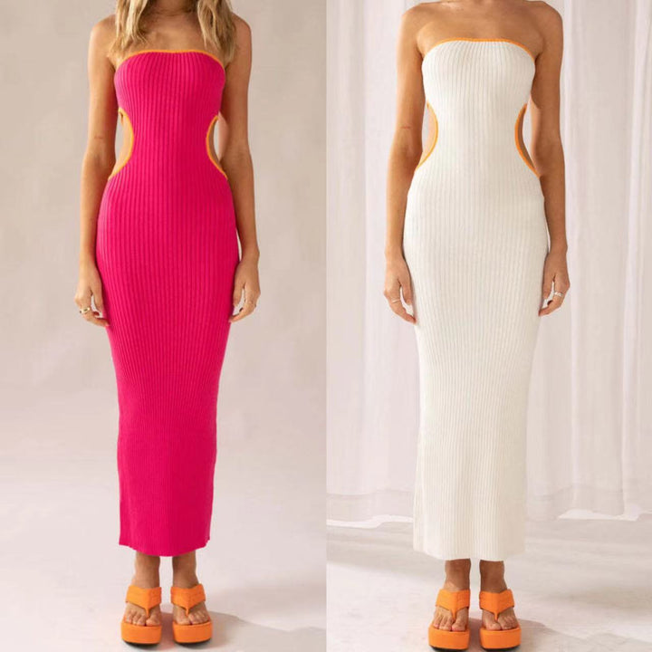 Dame elegant Maxi-kjole med off-shoulder design og fashionable udskæringer Skovae