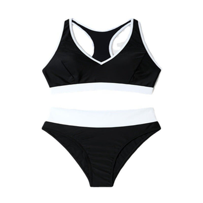 Dame sportbikini med høj talje og stilfuldt crop-top Stilla