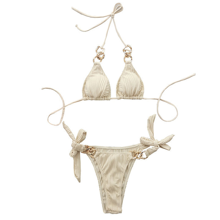 Dame Triangel-Bikini med dekorative kædeaccentuer Skovae