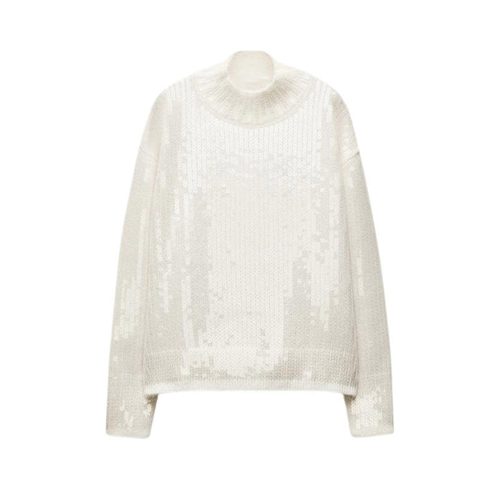 Dame grovstrikket pullover med glitrende accenter Stilla