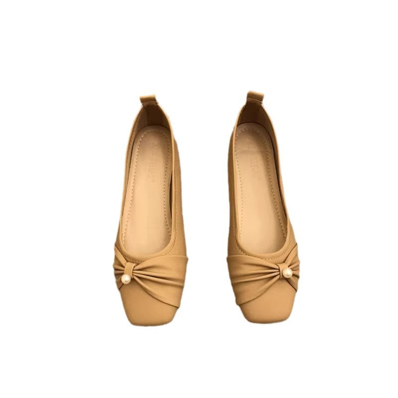 Dame stilfulde Ballerina-sko med kvadratisk tå og perle-accent Stilla