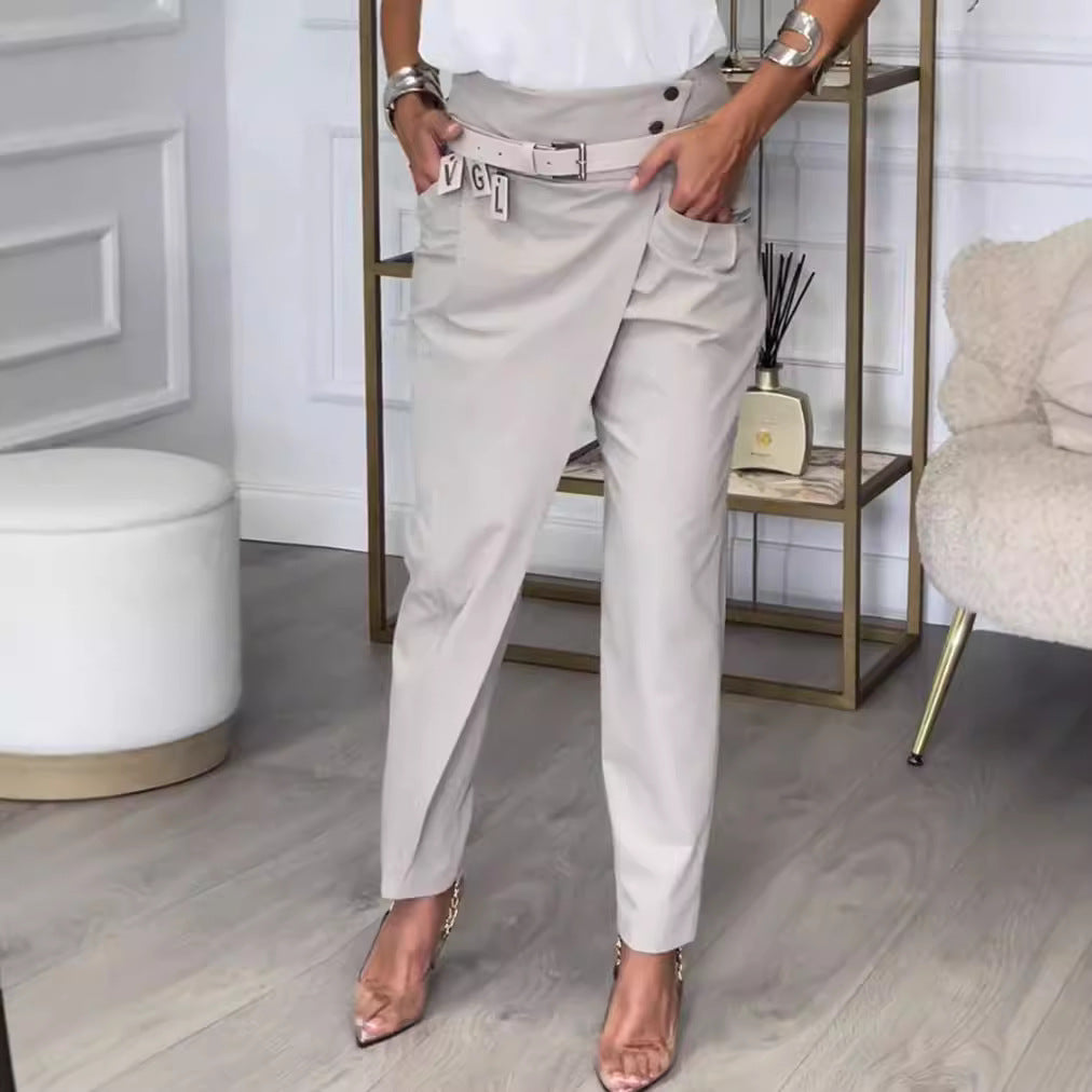 Dame Elegant Højvandsbukser med raffineret Drapering og side Sprække Stilla