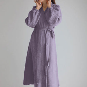 Dame Kimono-Robe med elegante lange ærmer og taljerbar bælte Stilla