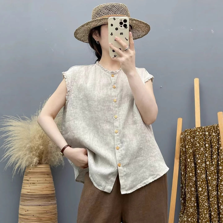 Femme Afslappet Siddebåndende Button-Down Skjorte Stilla
