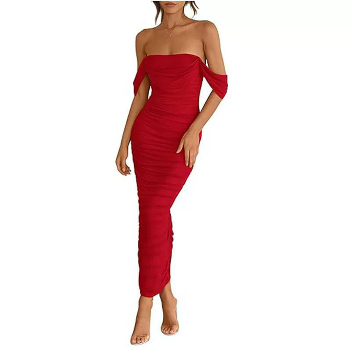 Dame Glamourøst Aftenkjole med Rynk og Off-Shoulder-Design Stilla
