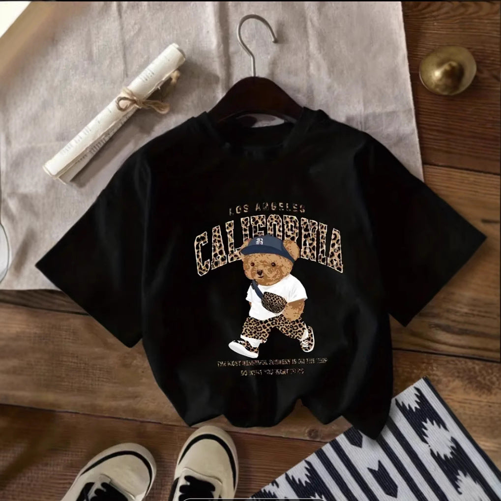 Dame T-shirt med kreativ bjørnedesign og afslappet Californien-design Stilla