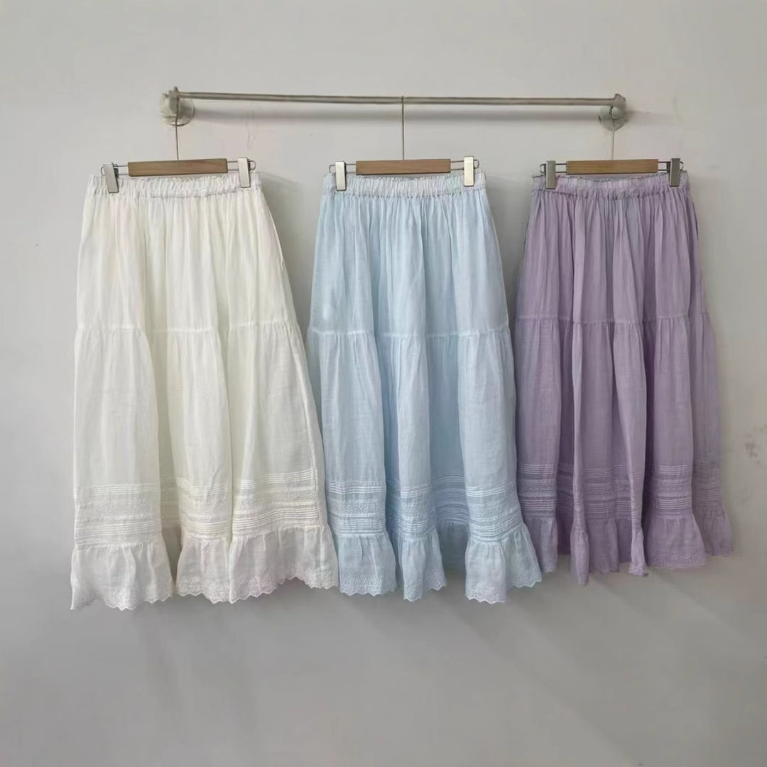 Femme Enlagsidet Spidsbesat Maxi-Nederdel Stilla