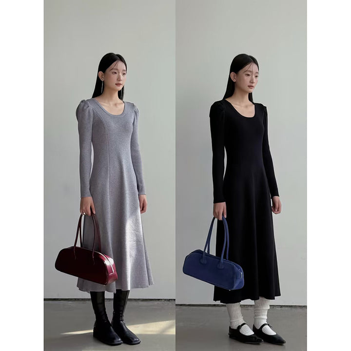 Dame Longsleeve Maxikjole med luftige puffærmer og elegant A-linje-snit Stilla