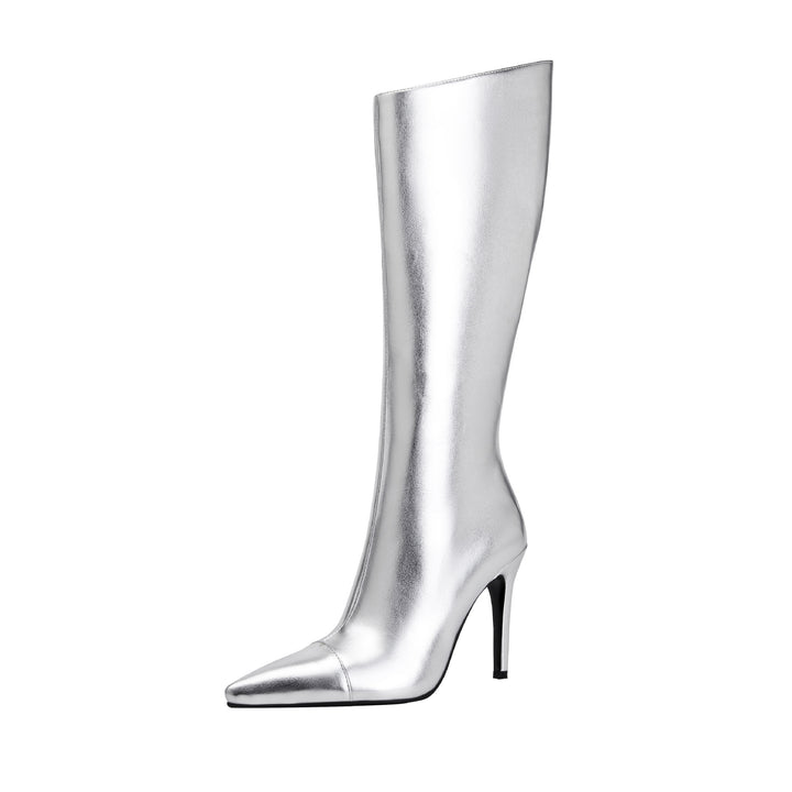 Femme Metallic Spids-Tå Høj-Stiletto Støvler Stilla