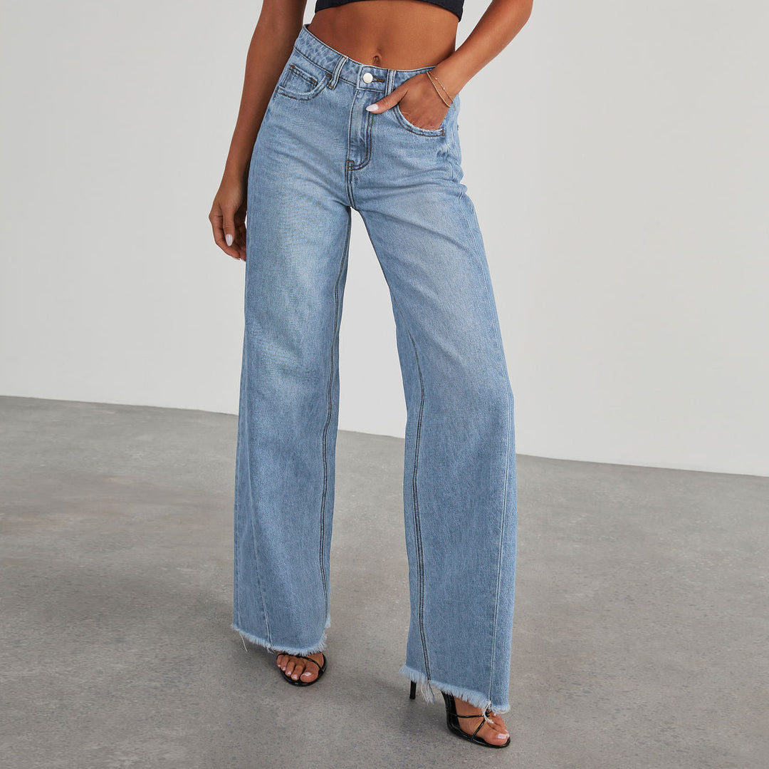Dame Løst skåret Jeans med frynset kanter Stilla
