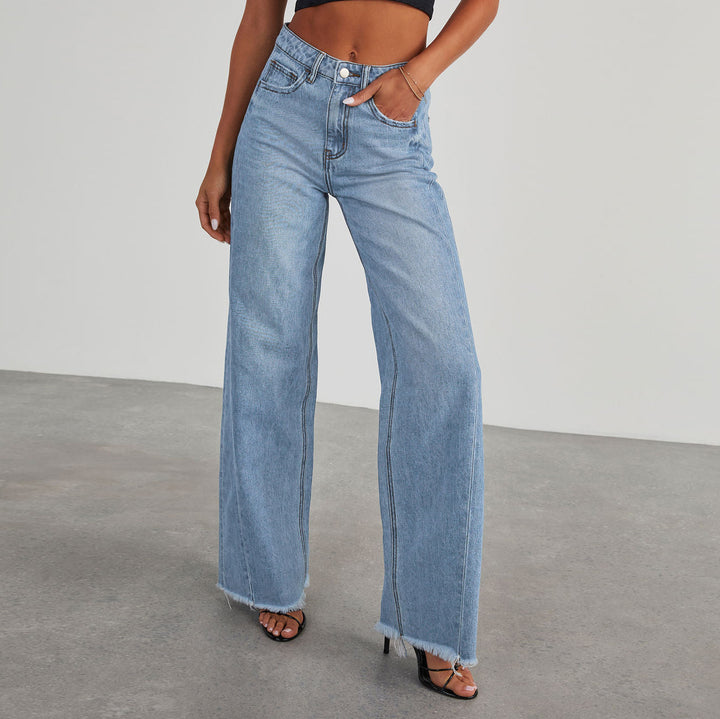 Dame Løst skåret Jeans med frynset kanter Stilla