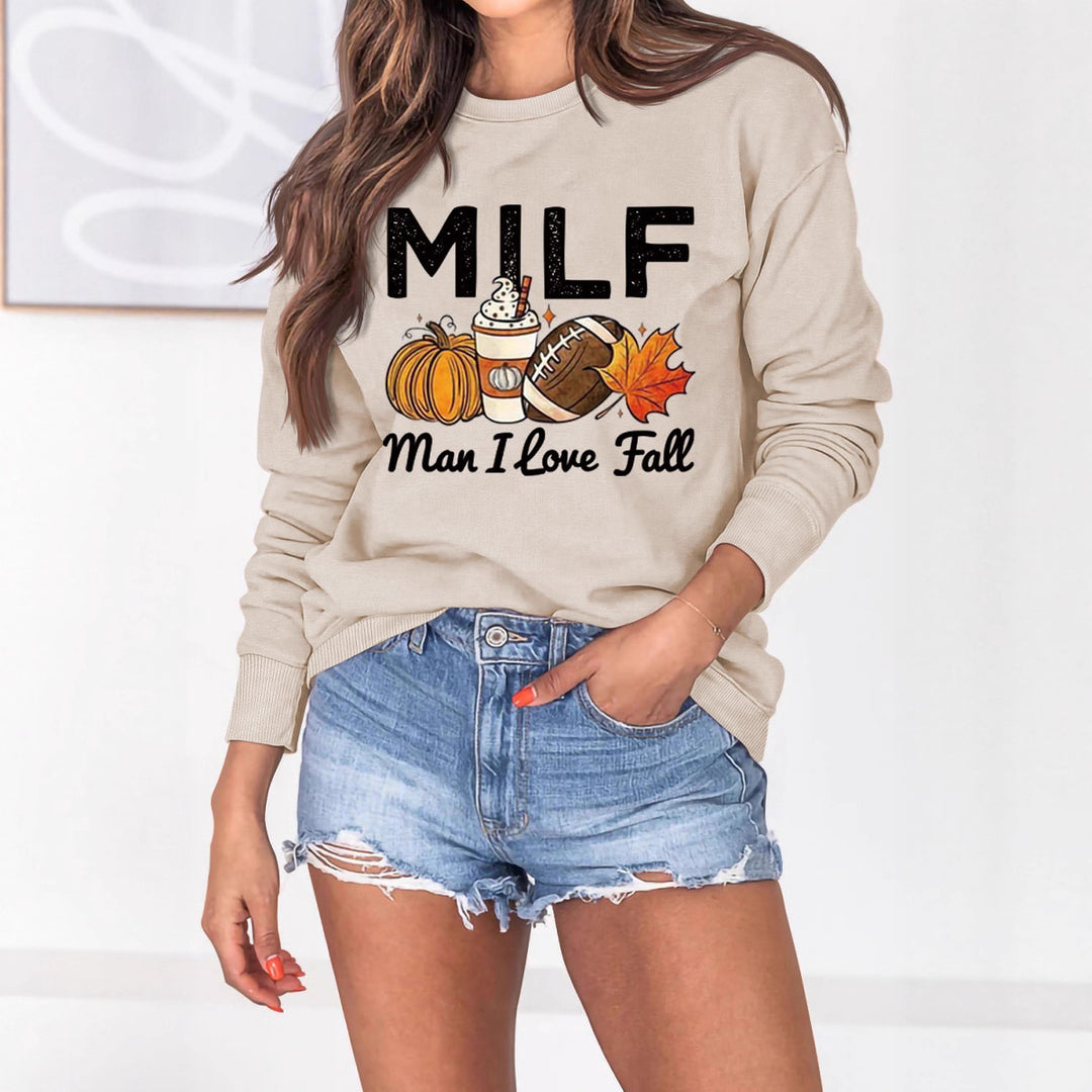 Kvinder sweatshirts med efterårselement motiv og inspirerende tekst Stilla