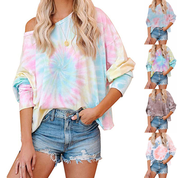 Dame Lækkert Oversized Sweatshirt med moderne Tie-Dye Design Stilla
