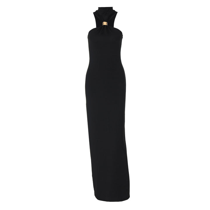 Dame Elegant Maxikjole med asymmetrisk halterdesign og ædel décolleté Stilla