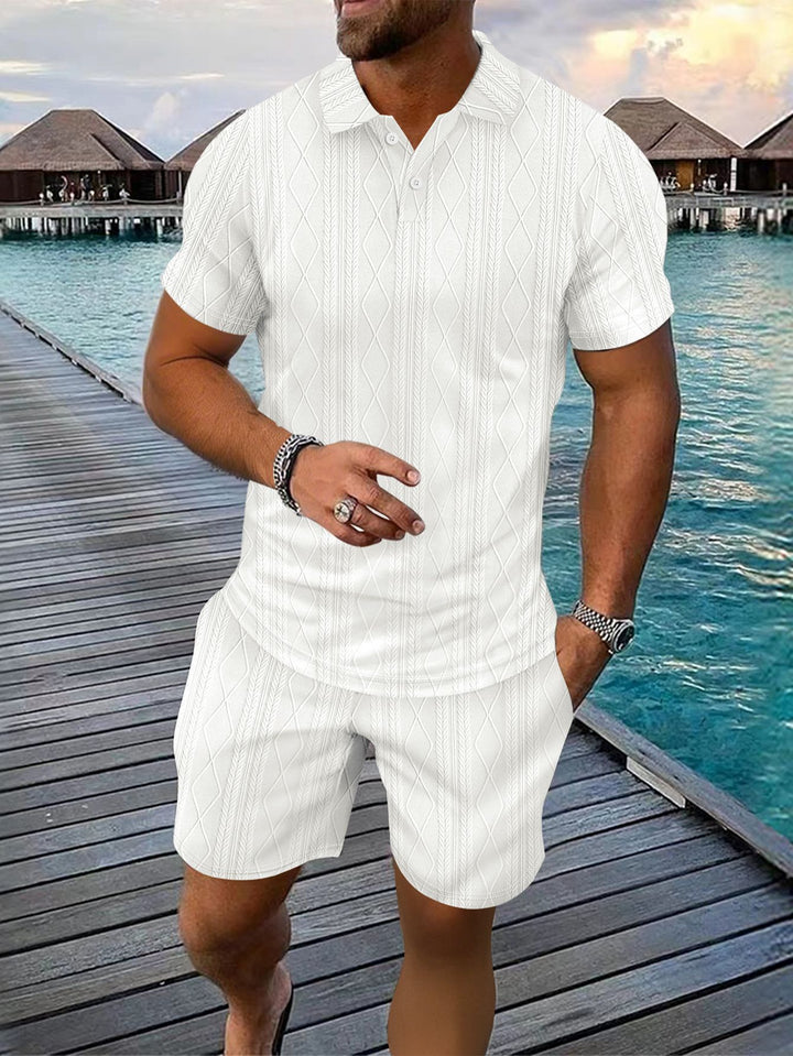 Herre Poloshirt med struktureret design og kort shorts Stilla