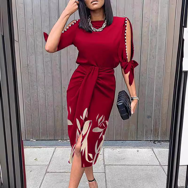 Elegant midi-kjole til kvinder med stilfulde cut-out-ærmer Stilla