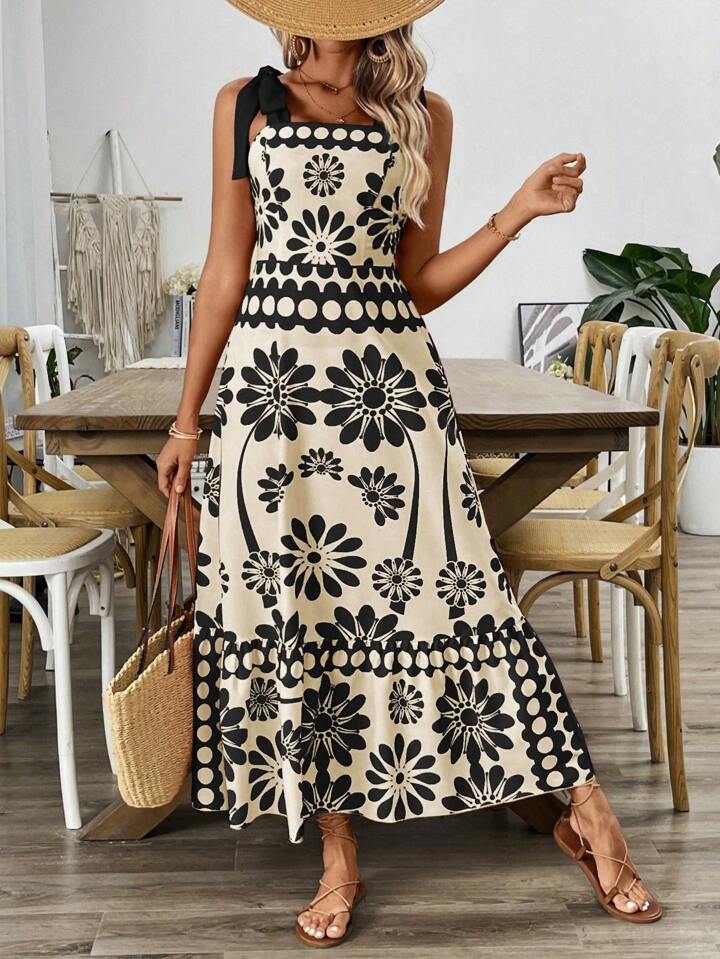 Dame Blomster Maxi Kjole Stilla