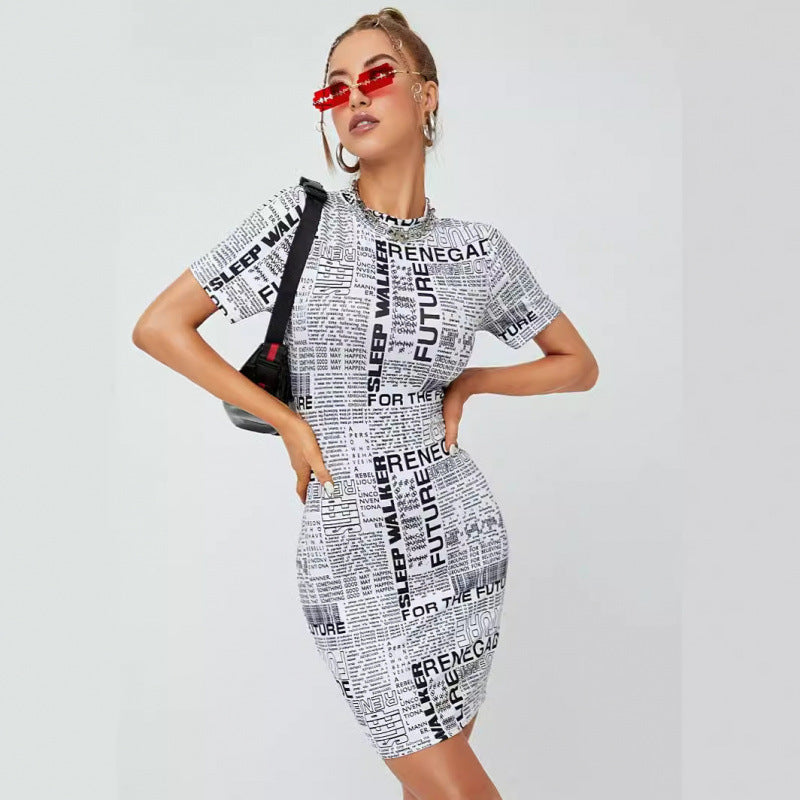 Femme Grafiktryk Bodycon Kjole Stilla