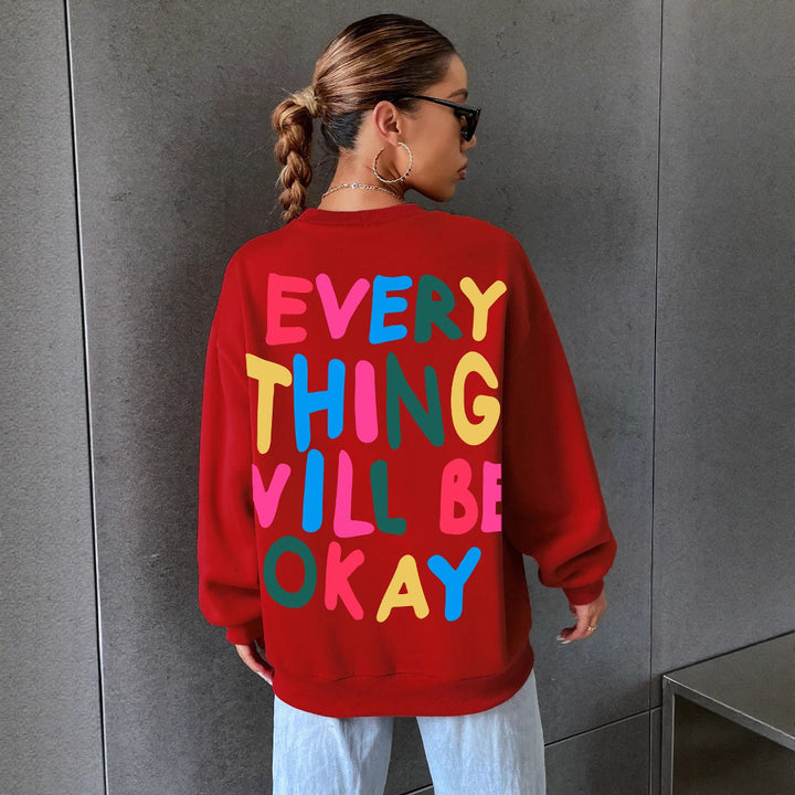 Dame sweatshirt med farverig skrift Stilla