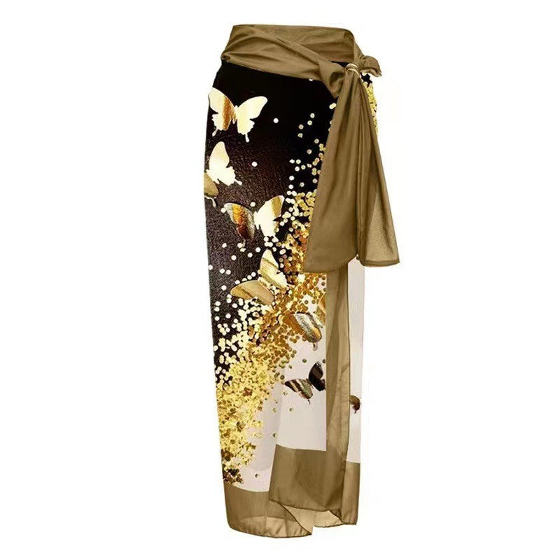 Dame badedragt med justerbare stropper og elegant sarong-hætte Stilla