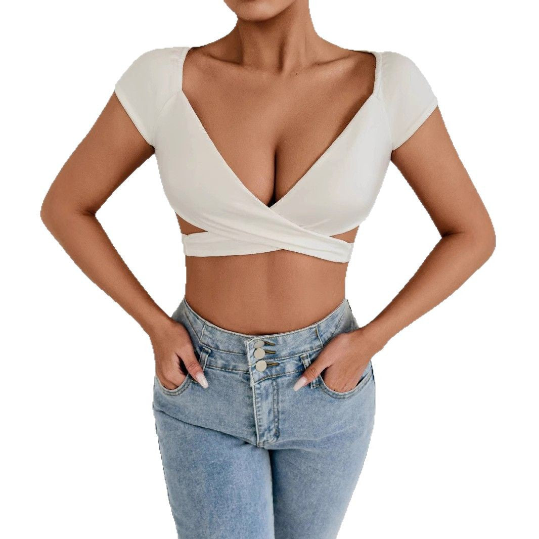 Damer Crop-top med elegant indpakningsdesign Skovae