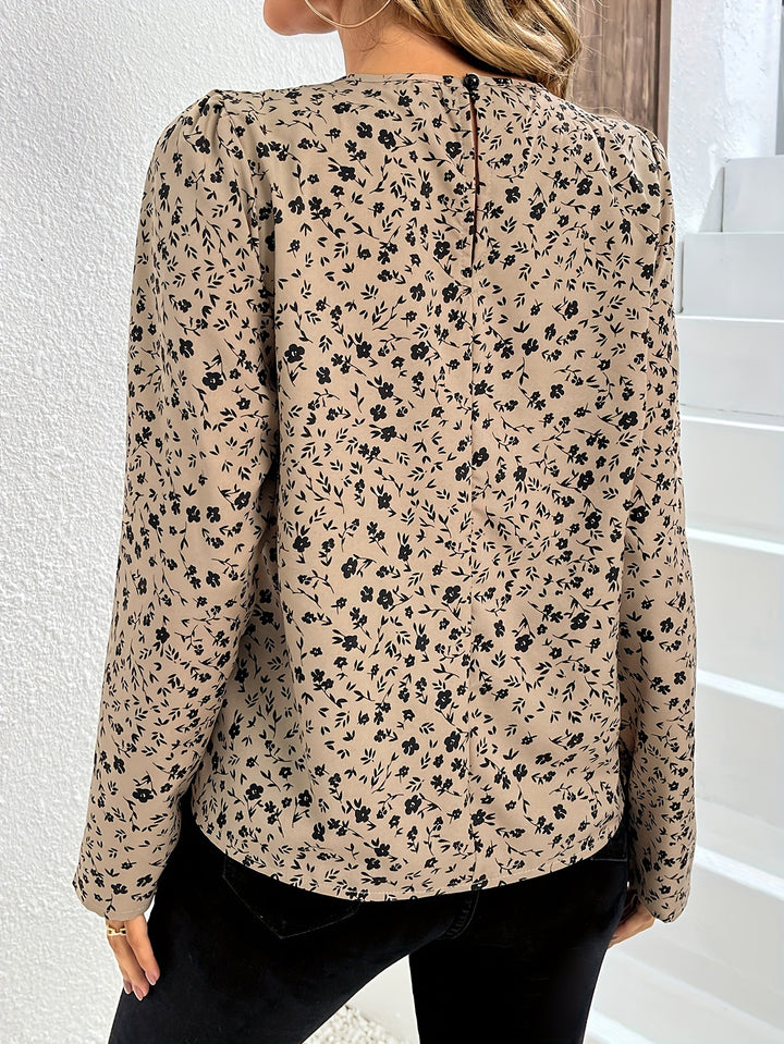Dame blomstertrykt blouse med elegante flæse detaljer Stilla
