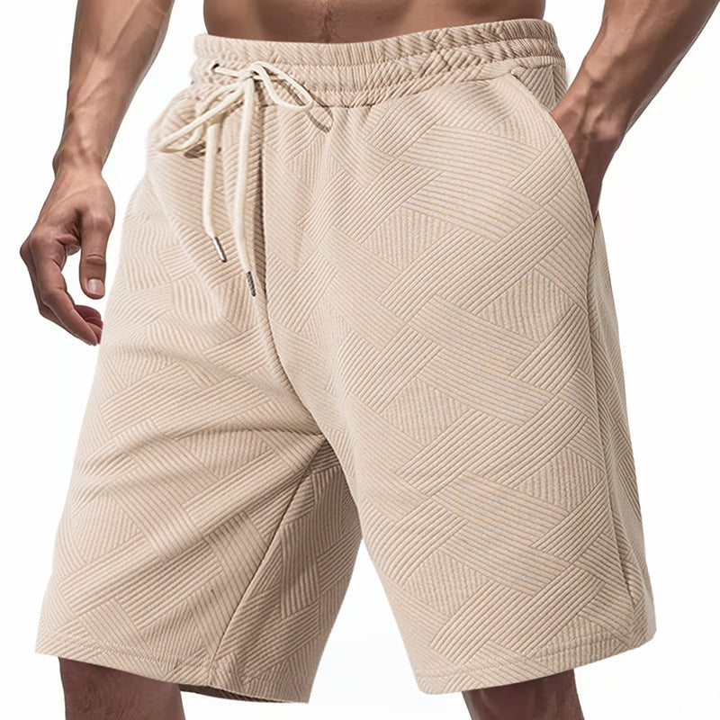 Herrernes knælange tekstur-badeshorts med elastisk snor og sidelommer Skovae