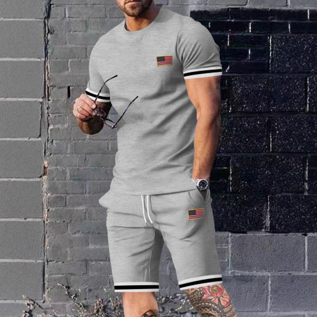 Herrer fritidsshorts og T-shirt sæt med stribet design Stilla