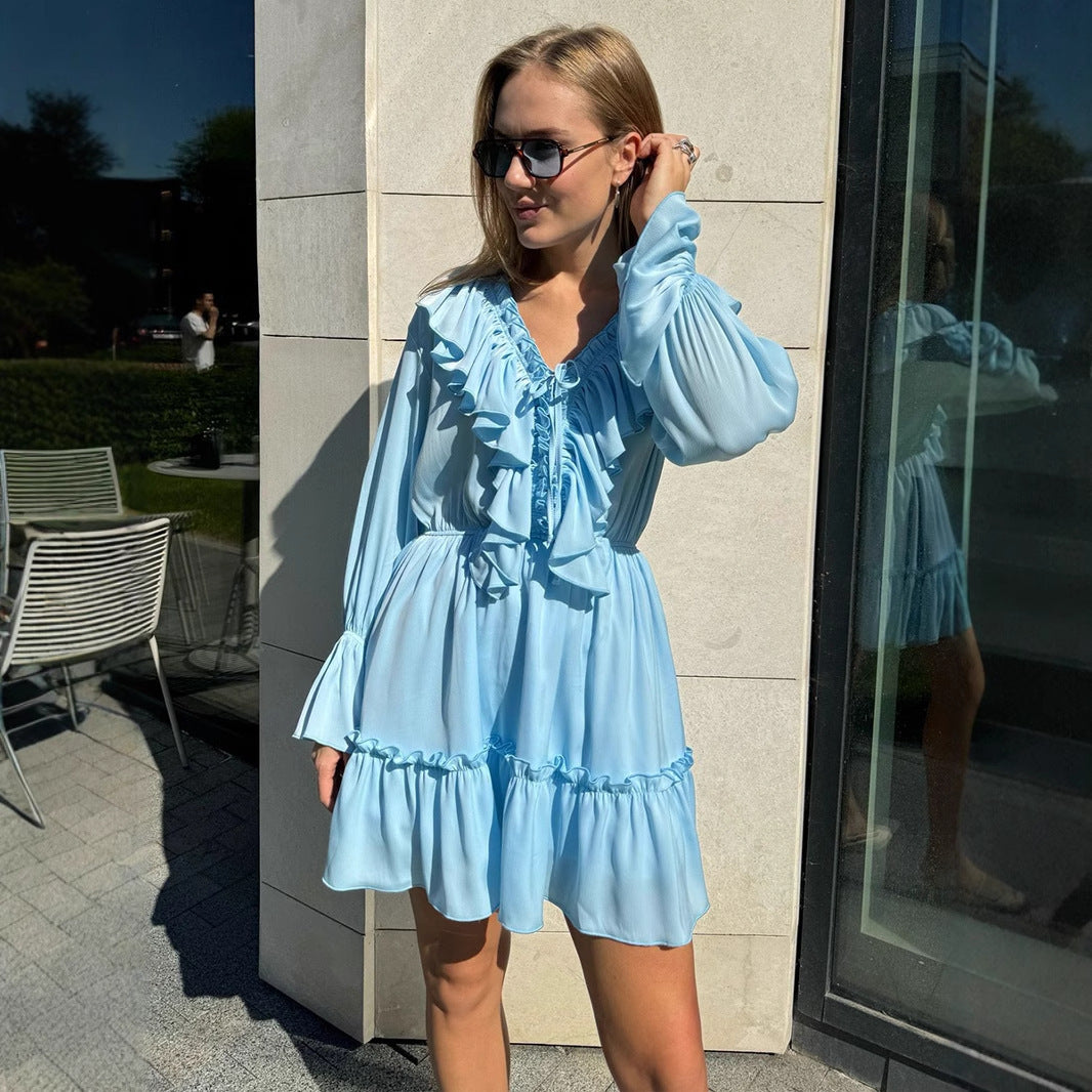 Femme Rynket Bohemian Mini Kjole Stilla