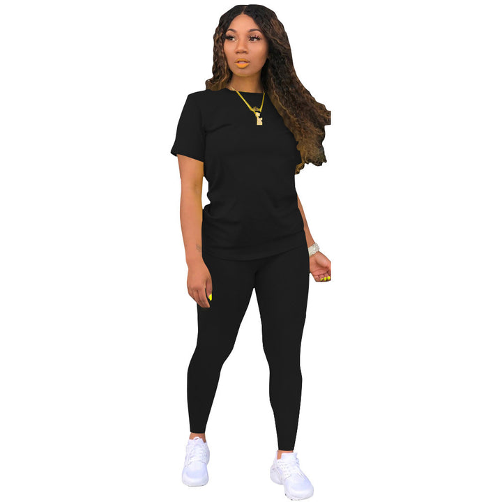 Dame Sporty Sæt med behagelig T-shirt og tætsiddende leggings Stilla