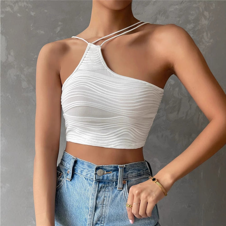 Dame Crop-top med raffineret bølgestruktur og justerbare spaghettistropper Stilla