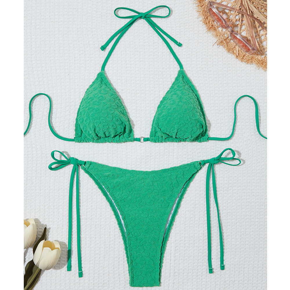 Dame Triangel-Bikini med dekorativt ruffles-design og justerbare bindebånd Stilla