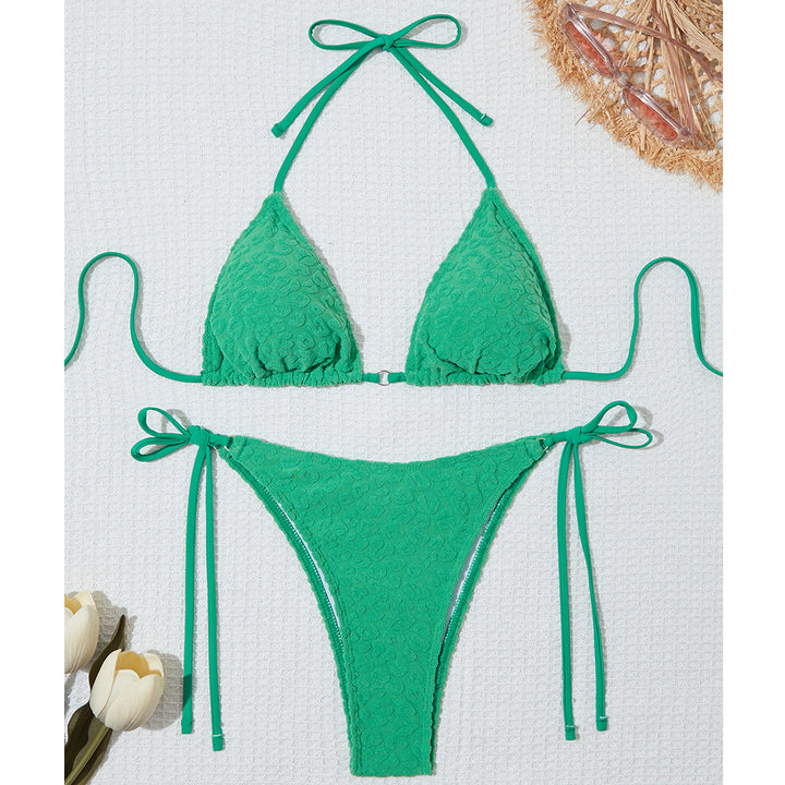 Dame Triangel-Bikini med dekorativt ruffles-design og justerbare bindebånd Stilla