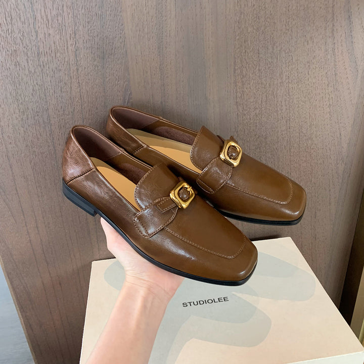 Kvinder Elegante Firkantet Tå Slip-Ons med Dekorativ Spænde Stilla