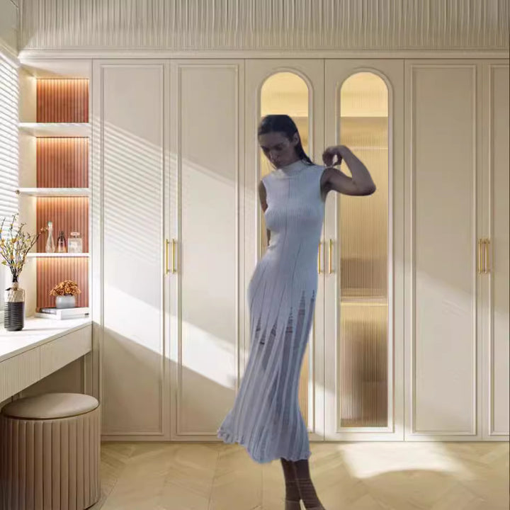 Dame Maxikjole med elegant ribstrik-design og raffinerede cut-out-detaljer Stilla