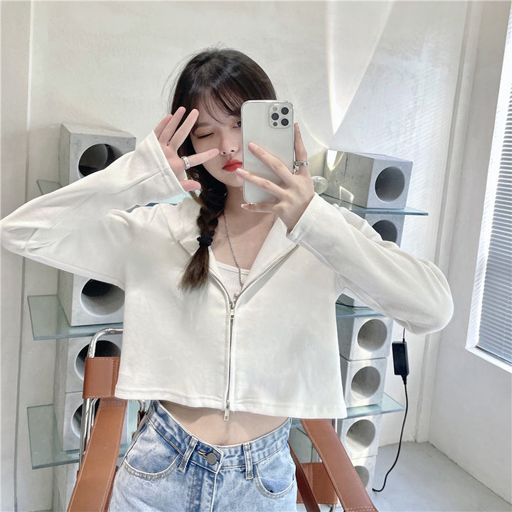 Dame Cropped Zip-Up Hoodie Stilla