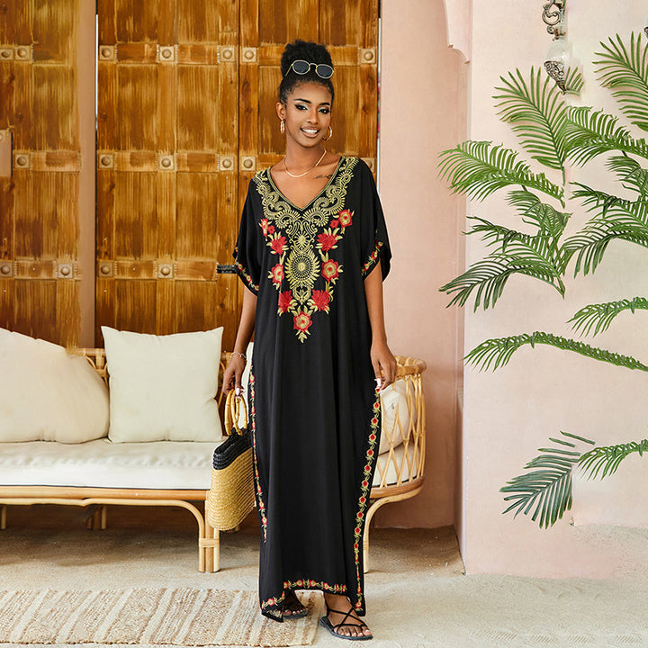 Dame Kaftan med detaljeret broderet applikation Stilla