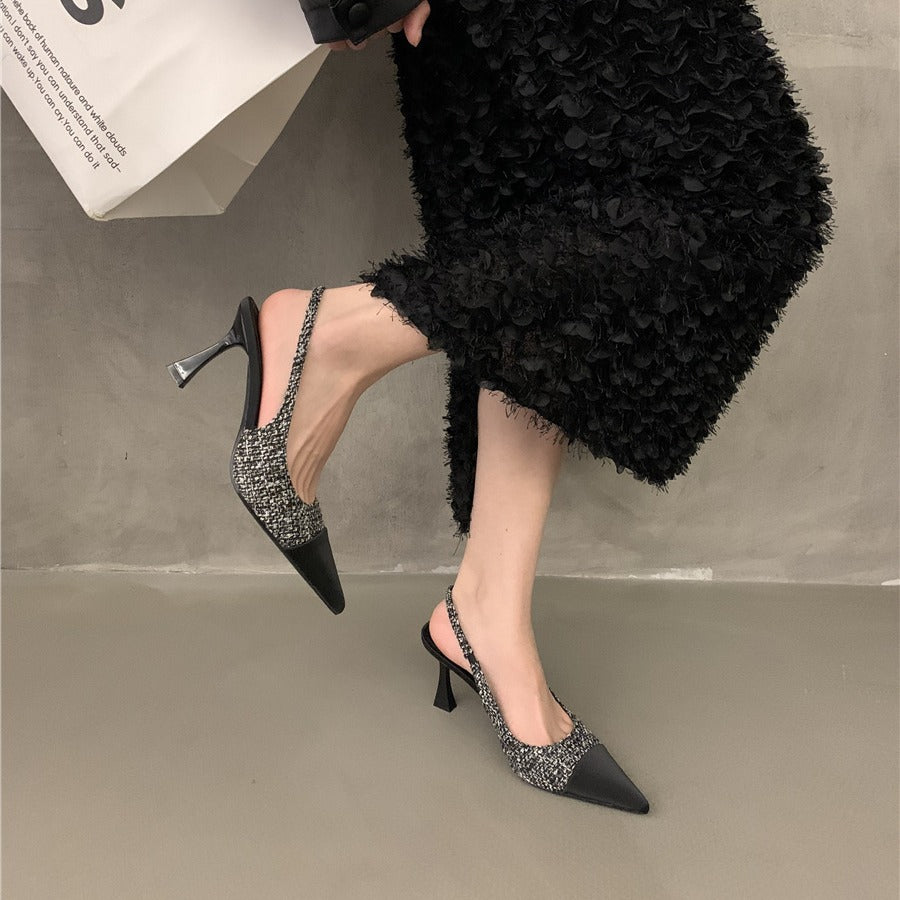 Dame Slingback Pumps med elegant spids silhuet og glitrende overflade Stilla