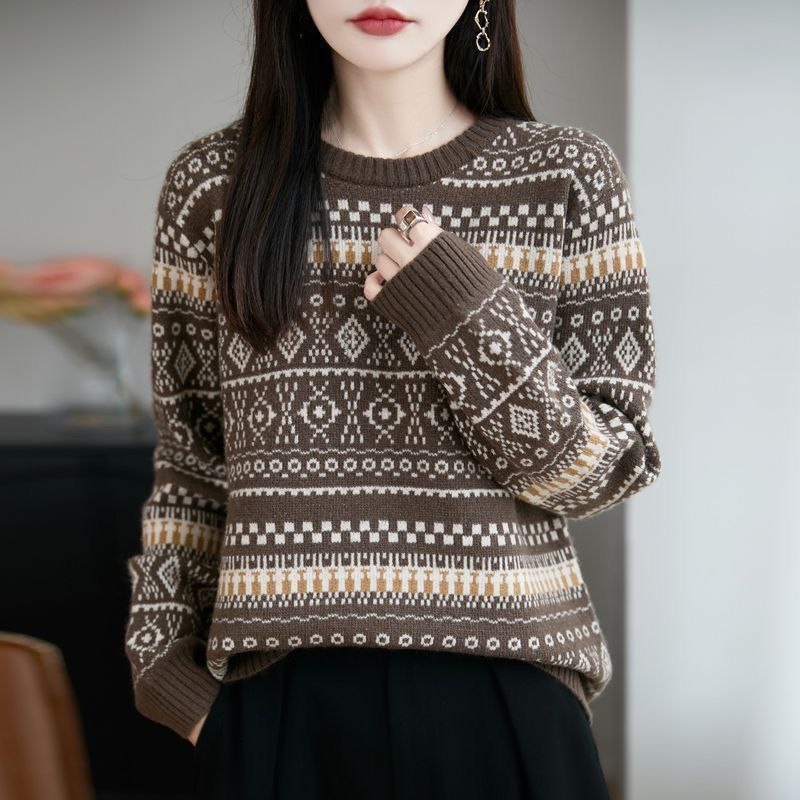 Damer Mønstret Strik Sweater Stilla