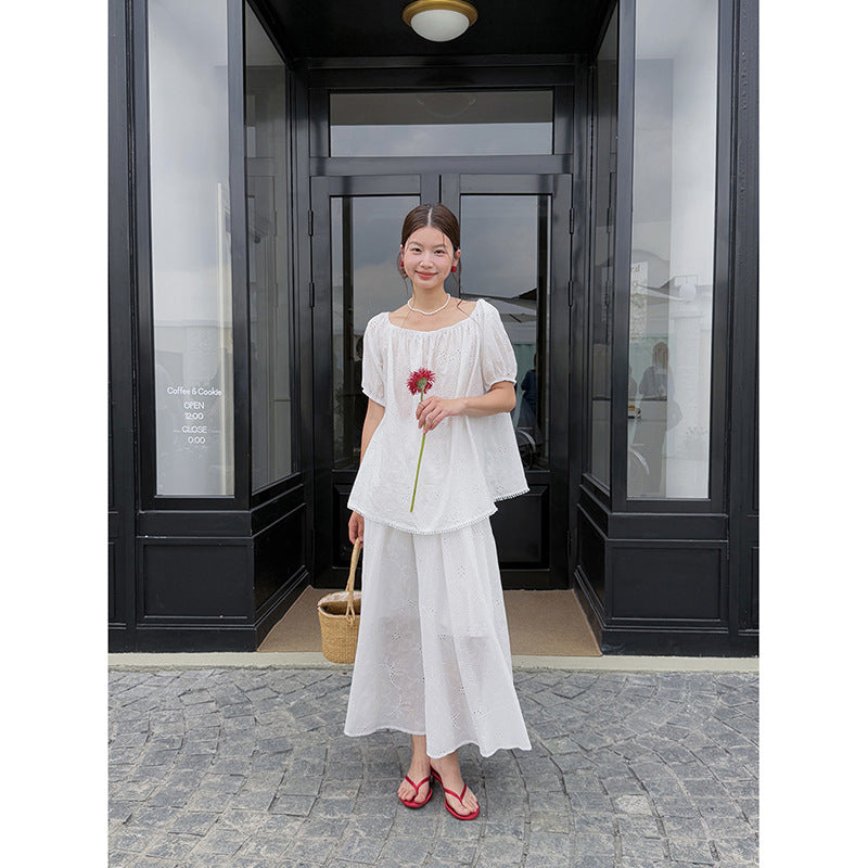 Dame Maxikjole med off-shoulder design og raffinerede broderier Stilla