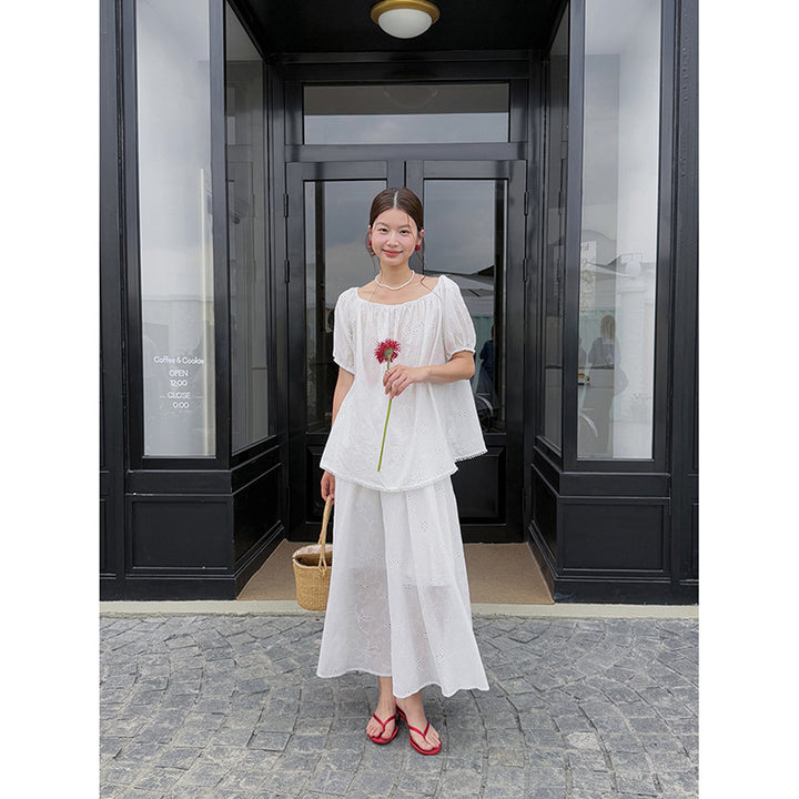 Dame Maxikjole med off-shoulder design og raffinerede broderier Stilla