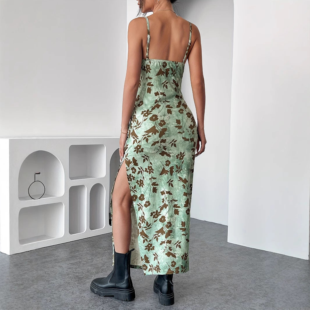 Dame Maxikjole med raffinerede rynker og blomsterdesign Stilla