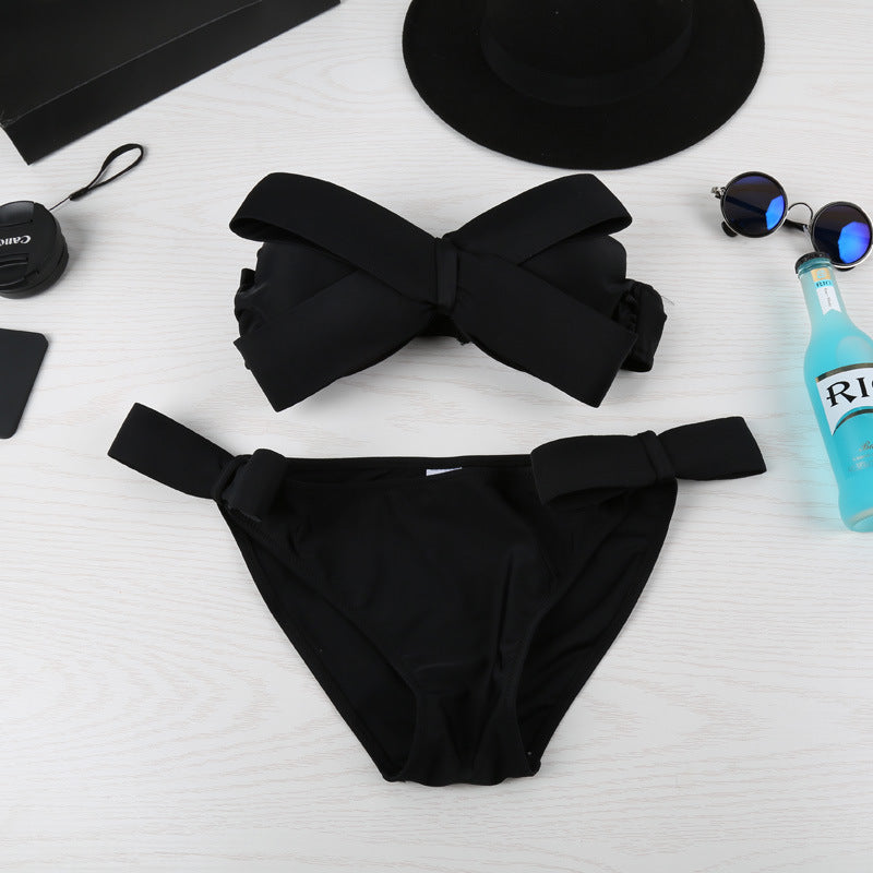 Dame bikini sæt med fashionable sløjfedetaljer og høj benudskæring Stilla