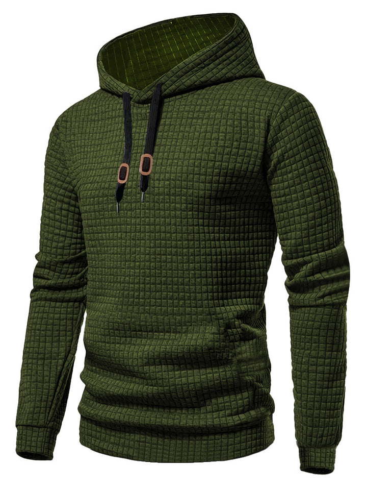 Herre nan quiltet hoodie med rektangulær quiltning, snøring og ribstrikkede manchetter Skovae