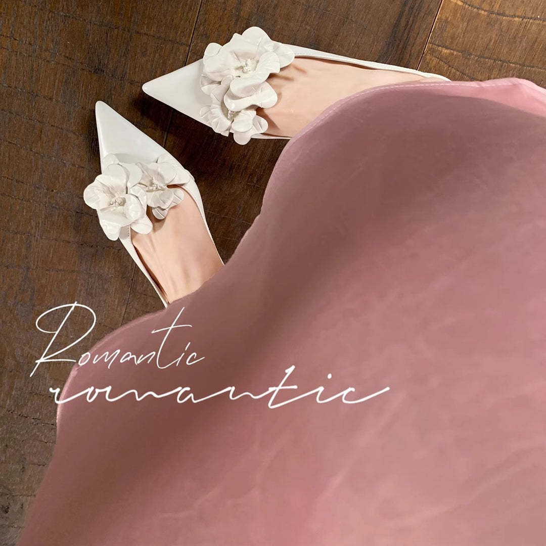 Dame elegante spidse Slingback-hæle med blomsteraccent Stilla