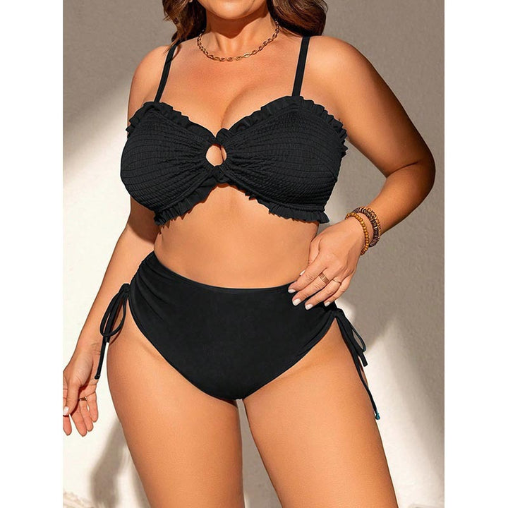 Dame Bandeau-bikini med ruffledetaljer og justerbare stropper Skovae