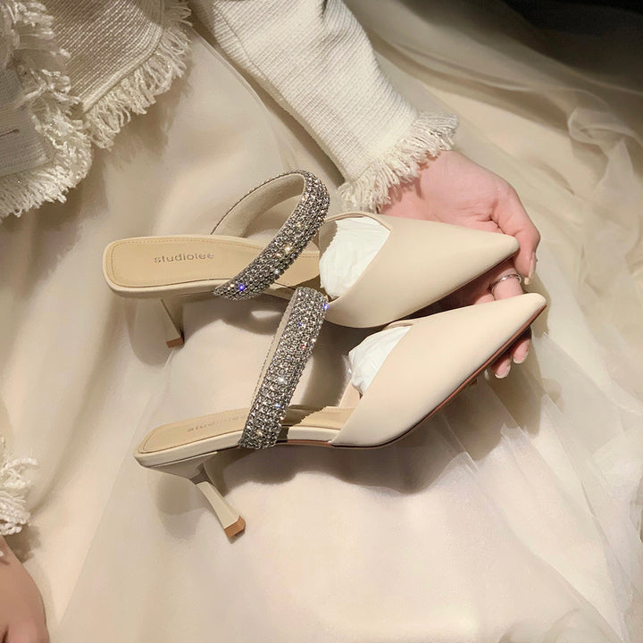 Dame Sling-pumps med strålende rem og spids form Stilla