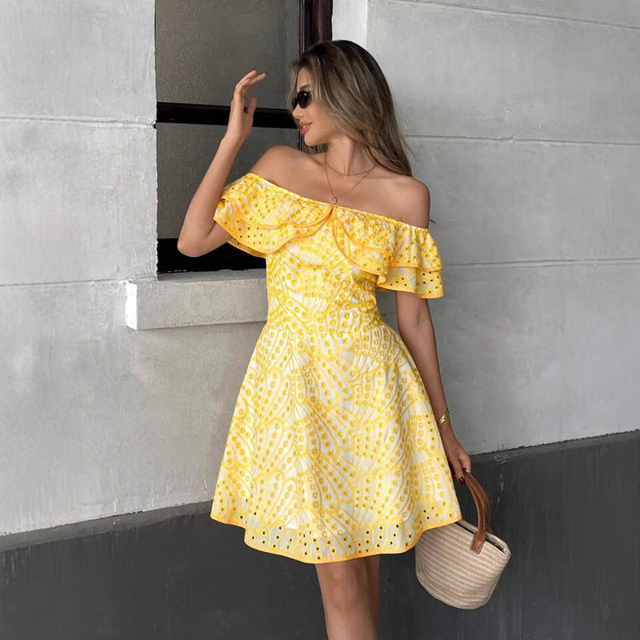 Dame Off-Shoulder Rynkekjole Stilla